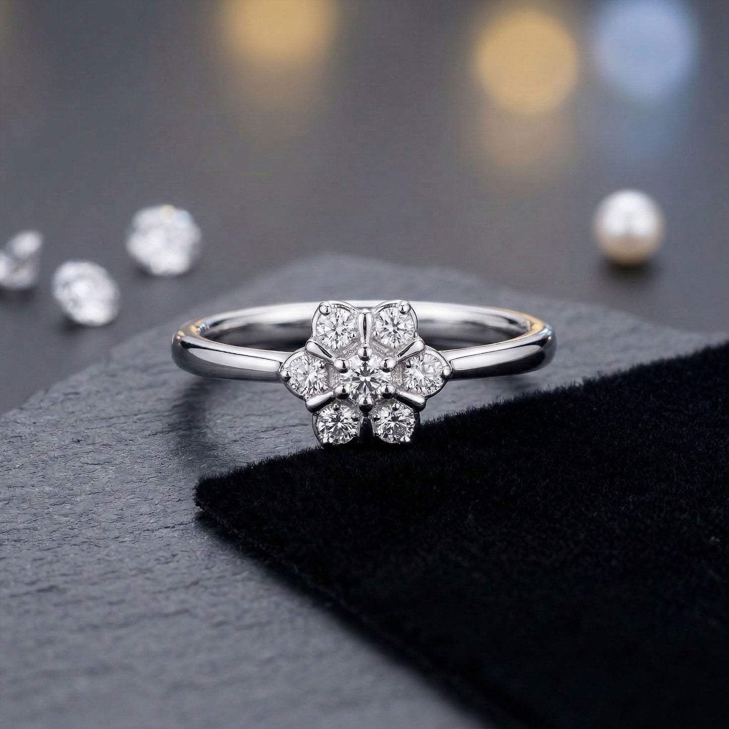 Lotus Handmade Lab Grown Stone Ring