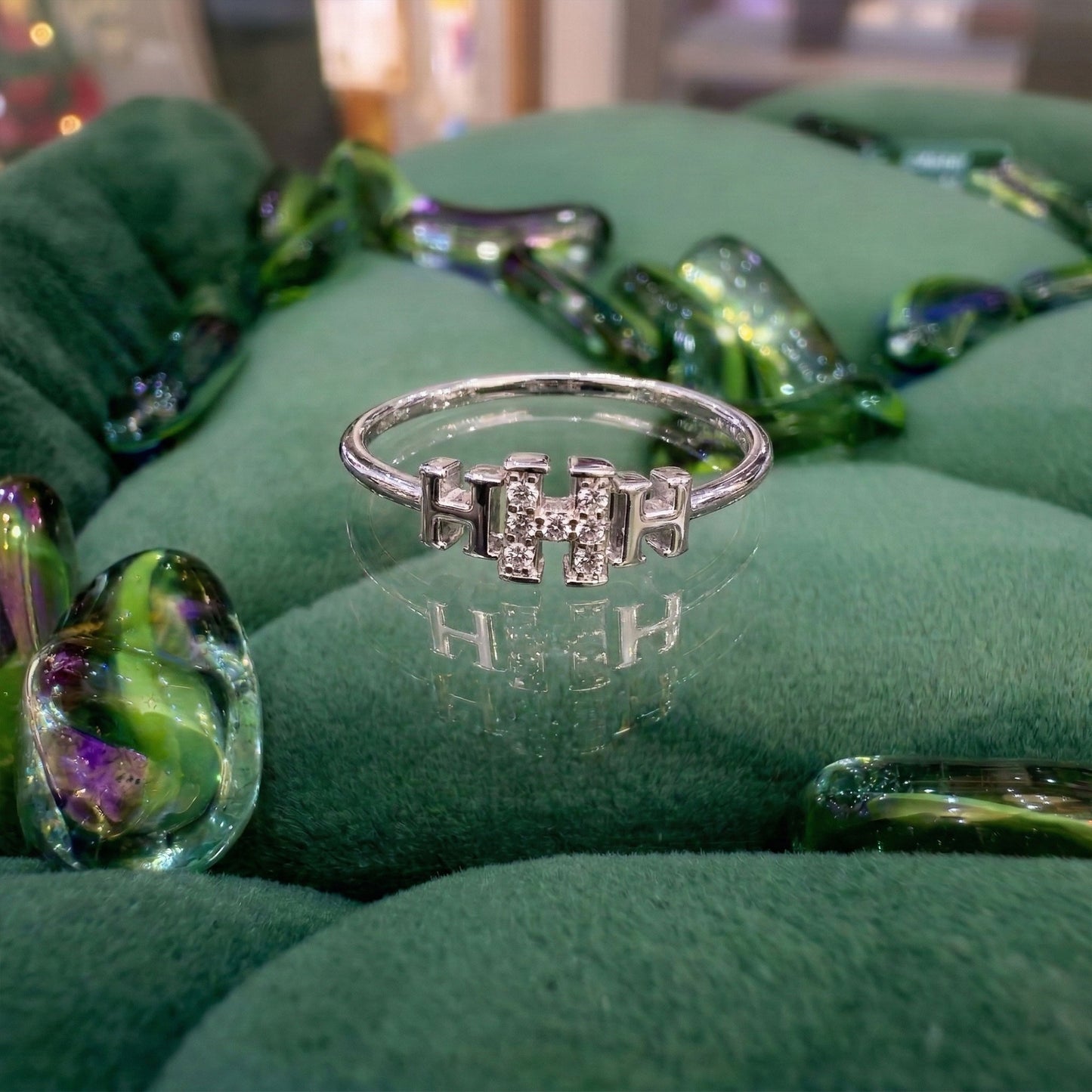 Hermes H Lab Grown Stone Ring