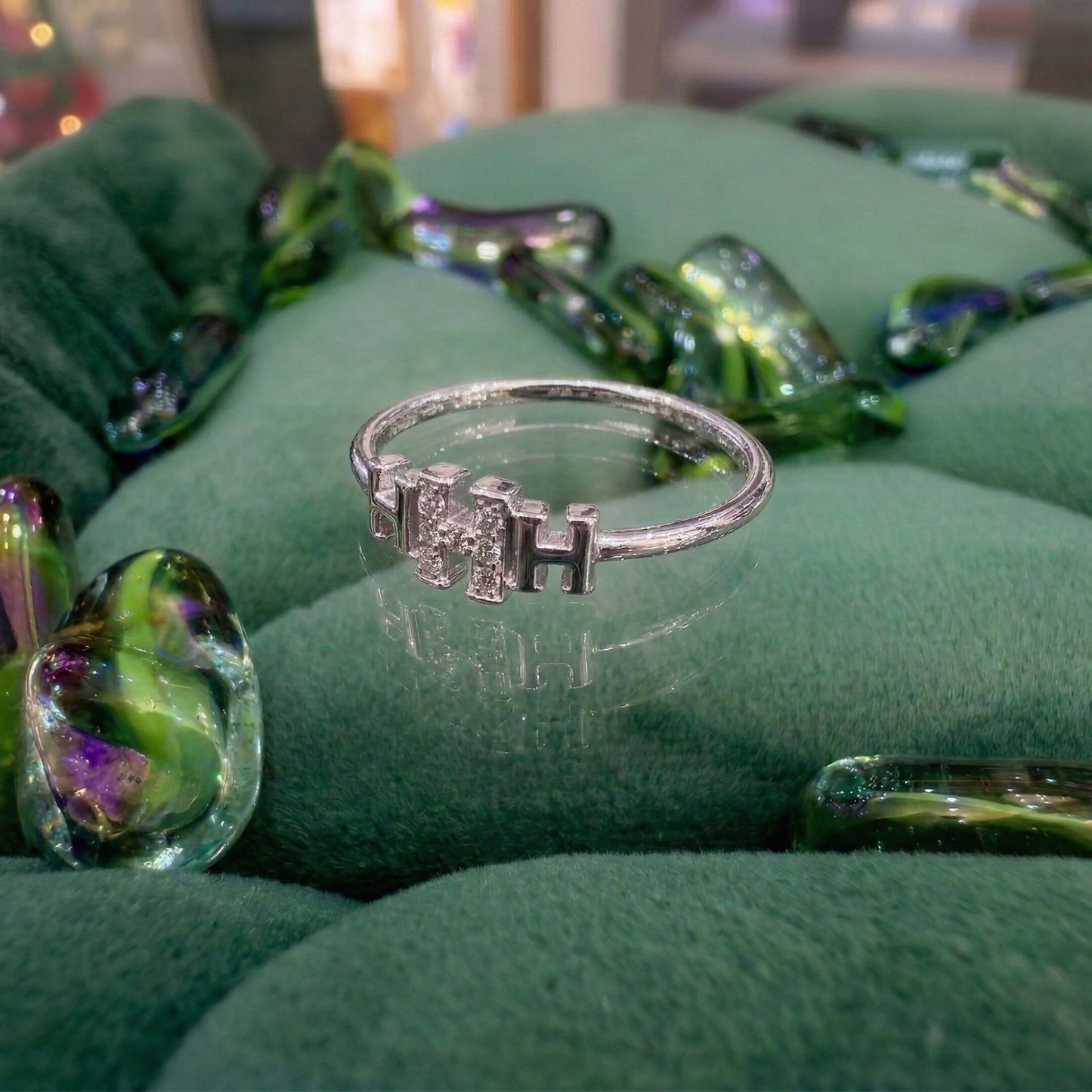 Hermes H Lab Grown Stone Ring